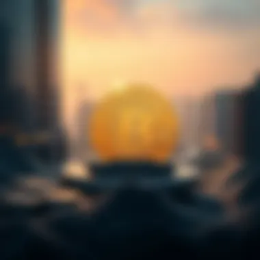 The Future of Bitcoin in Finance Futuristic concept of Bitcoin in a financial landscape