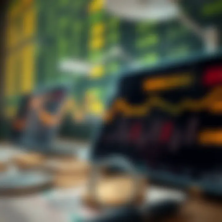 Visual representation of currency exchange with fluctuating rates