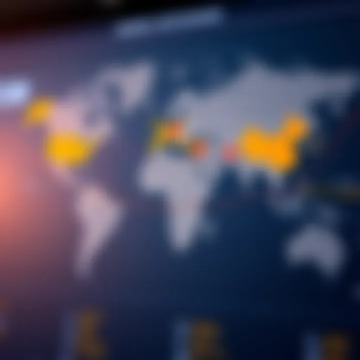 Map highlighting countries with significant currency exchanges